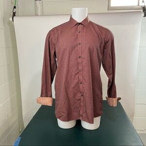 Parc 81 Mens Dress Shirt XL 17 Orange Button Up Long Sleeve 100% Cotton (377)